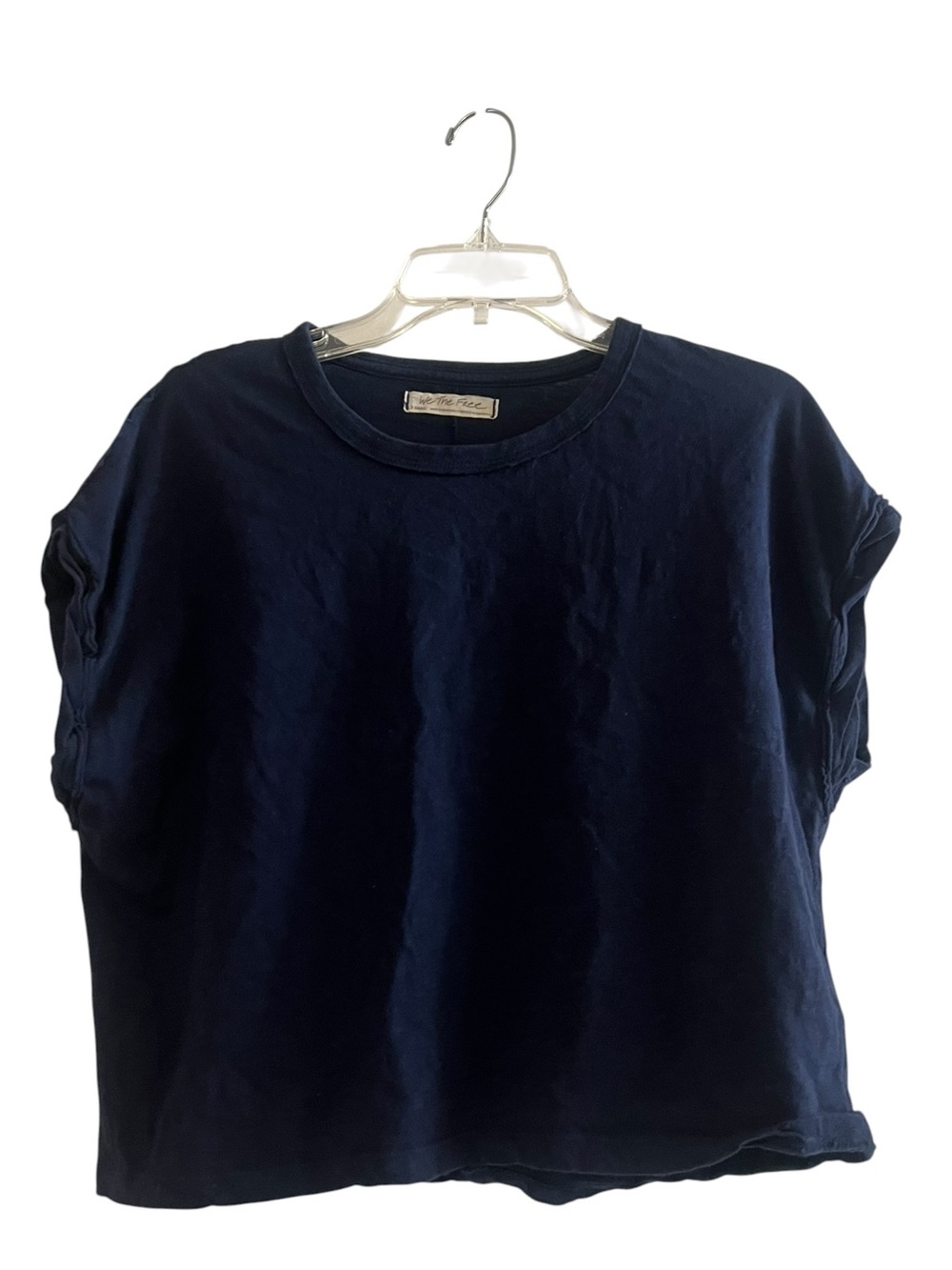 We The Free Relaxed Cuffed Sleeve Tee Navy X-Small 100% Cotton